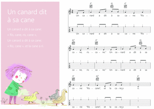 Un canard dit à sa canne french song for kids Melody + Guitar chords + Guitar TAB's