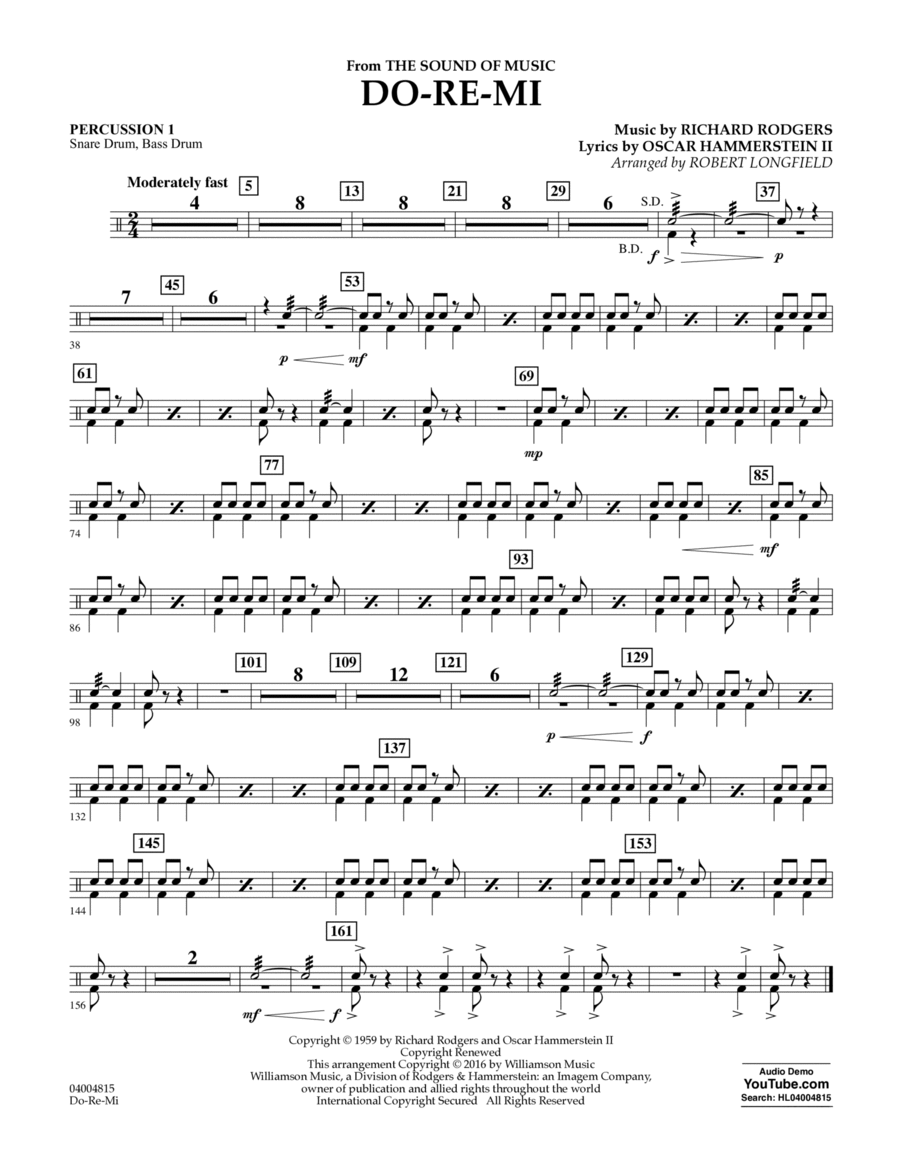 Do-Re-Mi (from The Sound of Music) - Percussion 1 Percussion scores gallery preview page 1