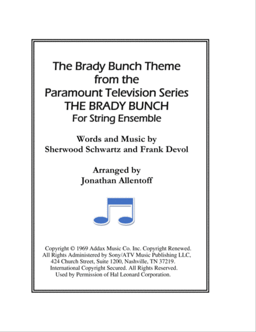 The Brady Bunch Theme from the Paramount Television Series THE BRADY BUNCH String Orchestra scores gallery preview page 1