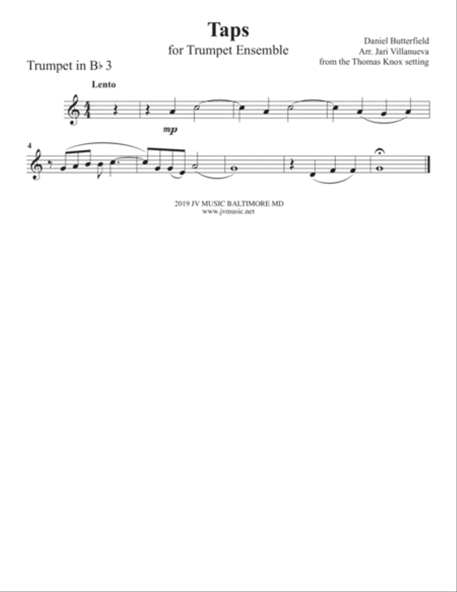 Taps for Solo Bugle and Trumpet Ensemble Brass Ensemble scores gallery preview page 6