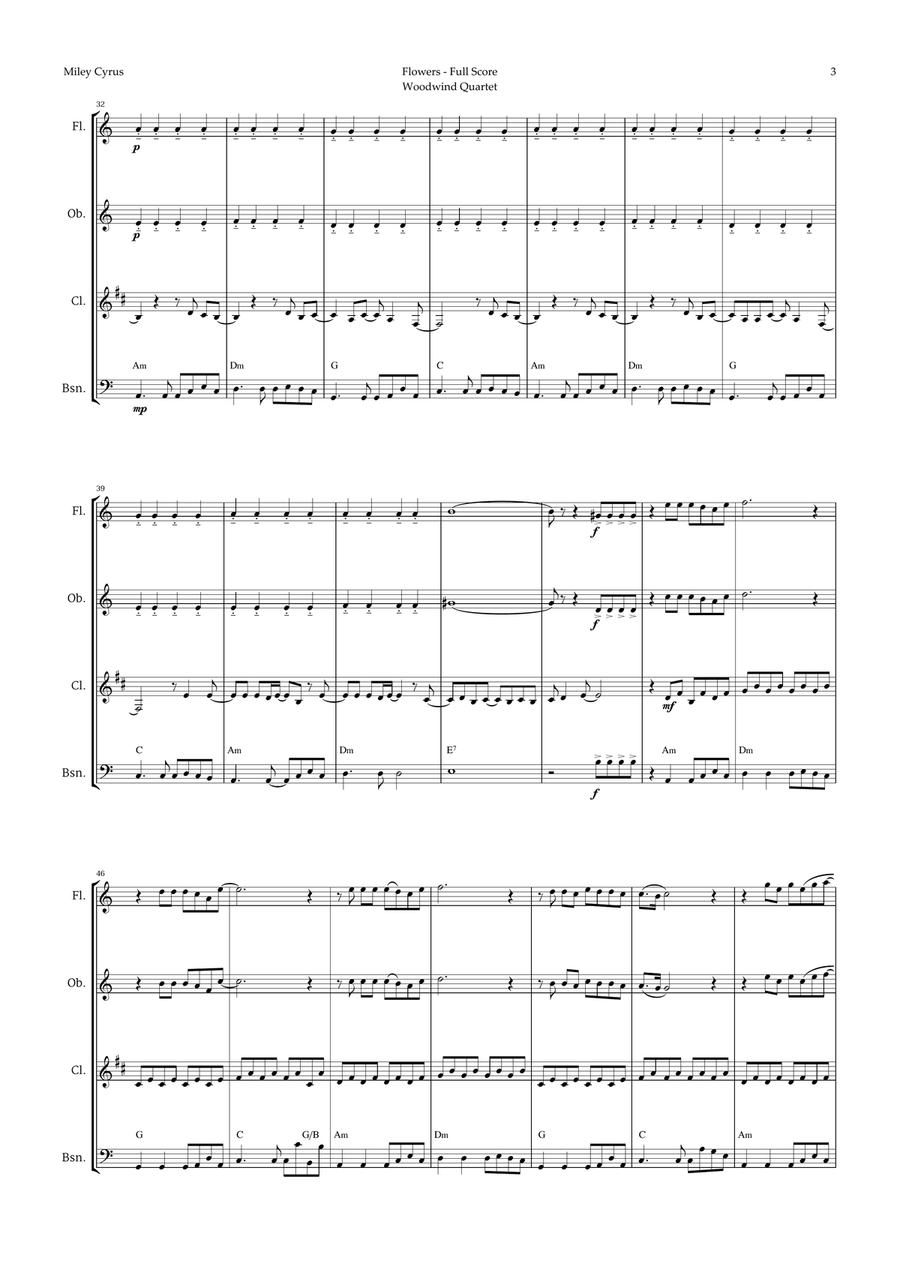 Flowers Woodwind Quartet scores gallery preview page 3
