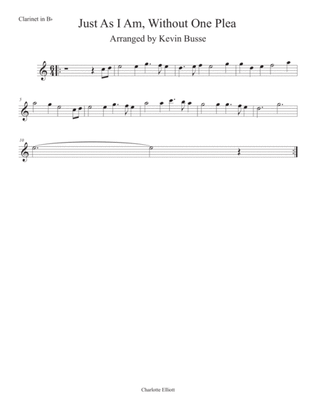 Book cover for Just As I Am, Without One Plea (Easy key of C) - Clarinet