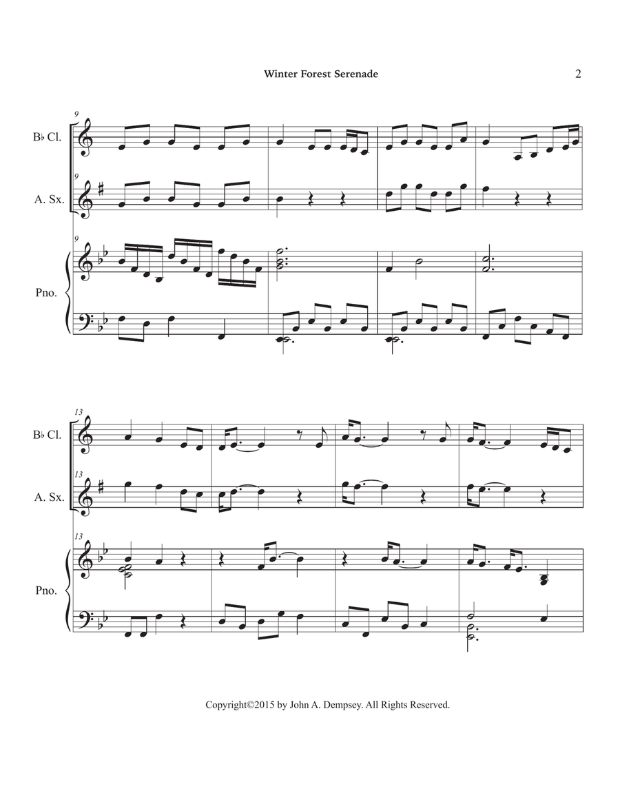 Winter Forest Serenade (Trio for Clarinet, Alto Sax and Piano) Small Ensemble scores gallery preview page 6