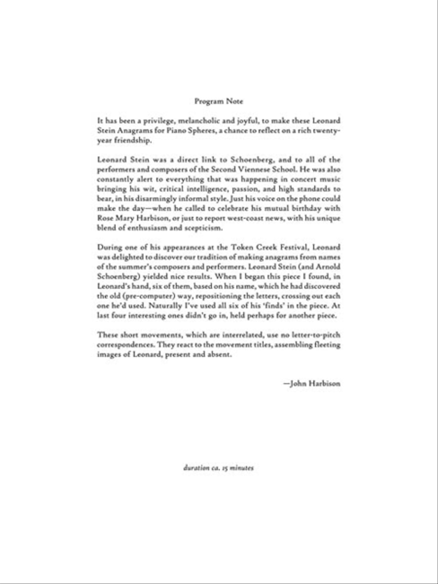 Leonard Stein Anagrams Piano Solo scores gallery preview page 4