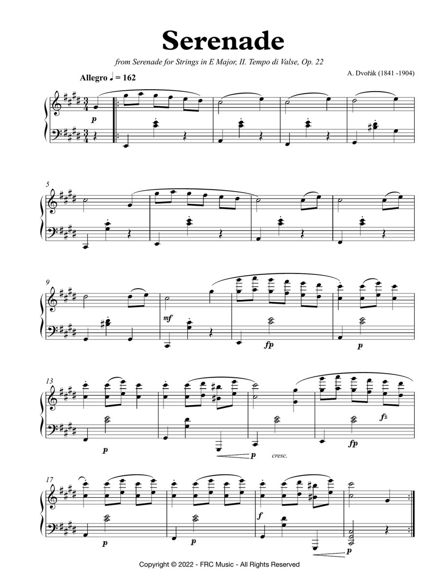 Serenade for Strings in E Major, II. Tempo di Valse, Op. 22 (for Piano Solo) Voice scores gallery preview page 3
