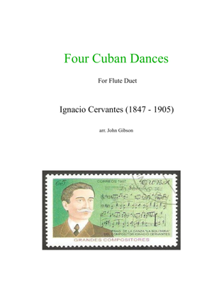Book cover for 4 Cuban Dances by Cervantes for flute duet