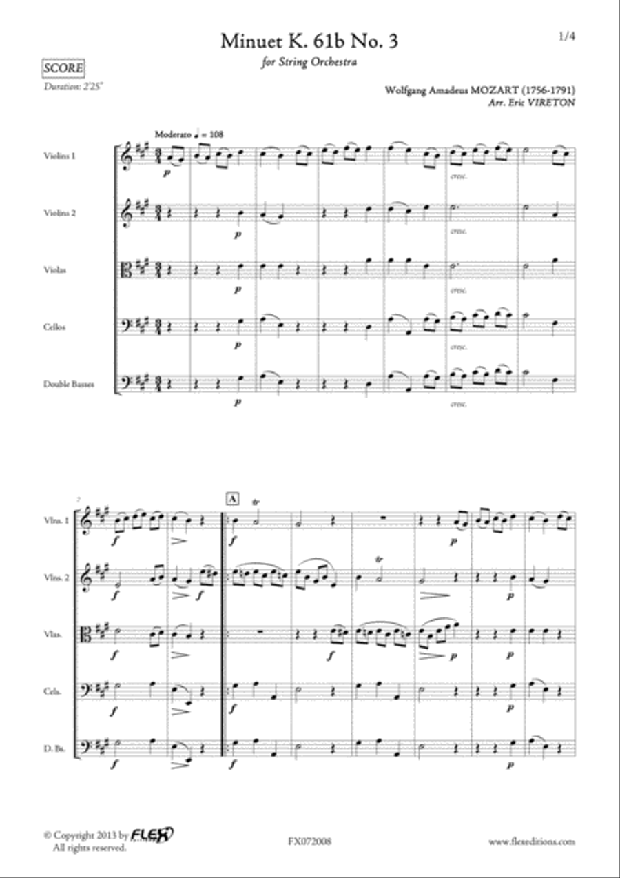 Minuet K. 61b No. 3 Orchestra scores gallery preview page 2
