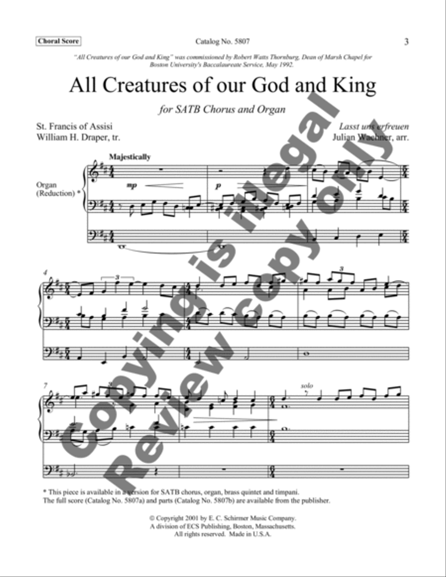 All Creatures of Our God and King (Now Let the Vault of Heaven Resound) 4-Part scores gallery preview page 11