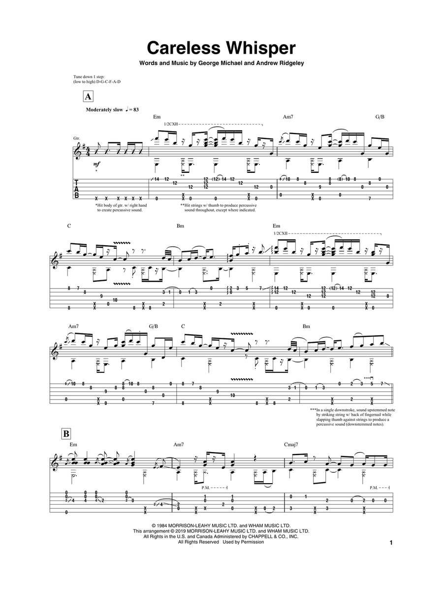 Careless Whisper Acoustic Guitar scores gallery preview page 1