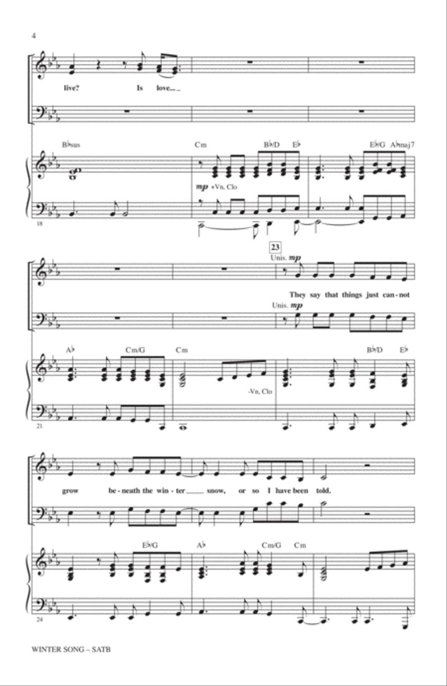Winter Song (arr. Mac Huff) 4-Part scores gallery preview page 3