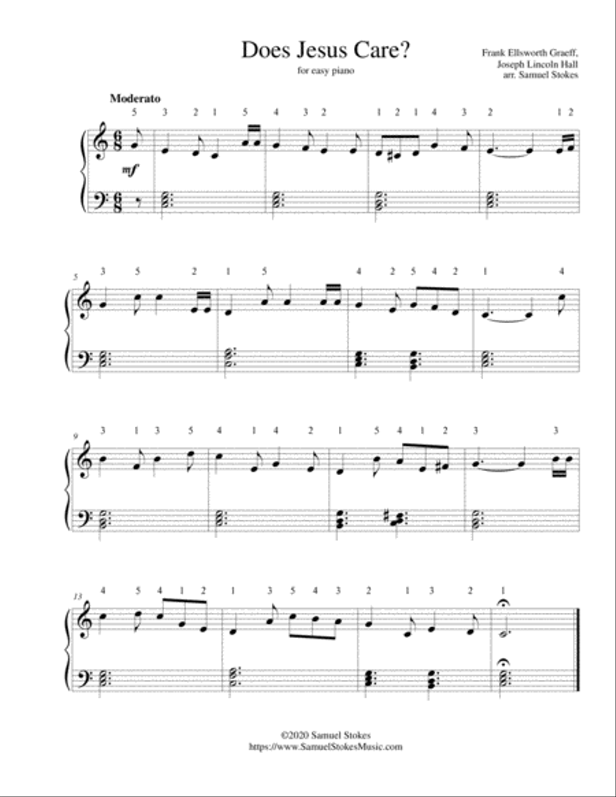 Does Jesus Care? - for easy piano Easy Piano scores gallery preview page 1