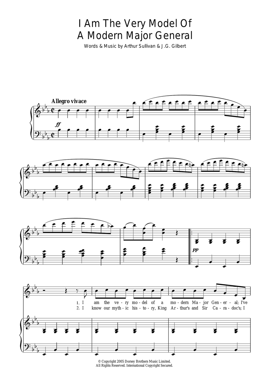 I Am The Very Model Of A Modern Major General (from The Pirates Of Penzance) Guitar scores gallery preview page 1