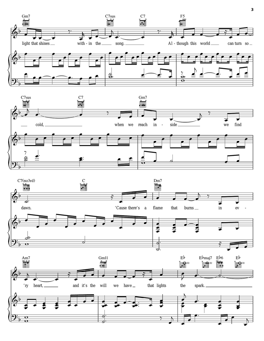 Light The Fire Within Piano, Vocal, Guitar scores gallery preview page 3