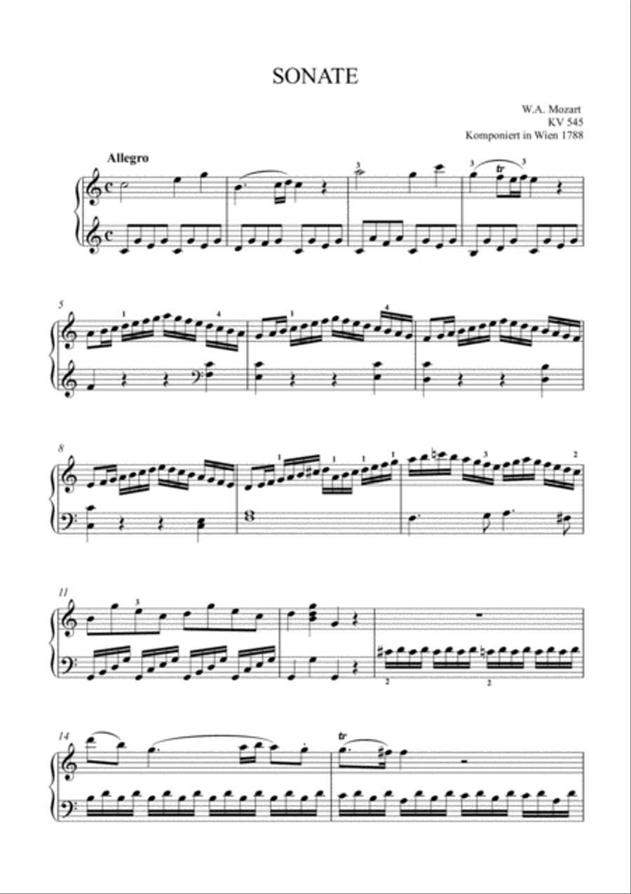 Sonata in C Major K.545 Sonata in C Major K.545 Piano Solo scores gallery preview page 1