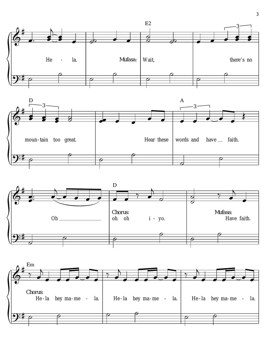They Live In You (from The Lion King: Broadway Musical) Easy Piano scores gallery preview page 3