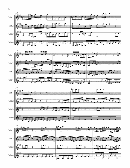 Brandenburg Concerto No. 3 by JS Bach for Four Violins with score & parts image number null
