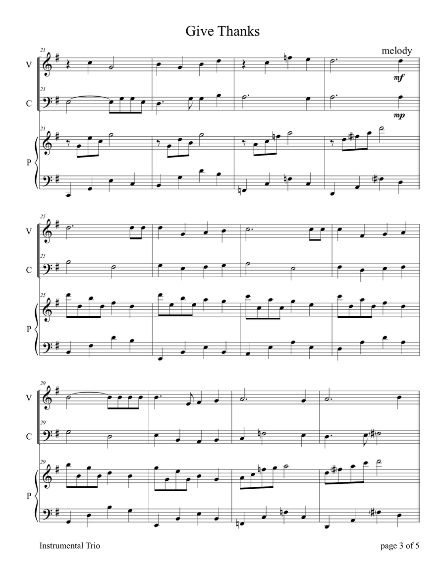 Give Thanks Piano Trio scores gallery preview page 6