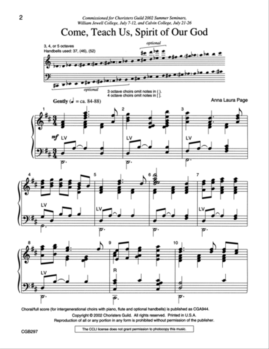 Come Teach Us Spirit of Our God Handbell Choir scores gallery preview page 2