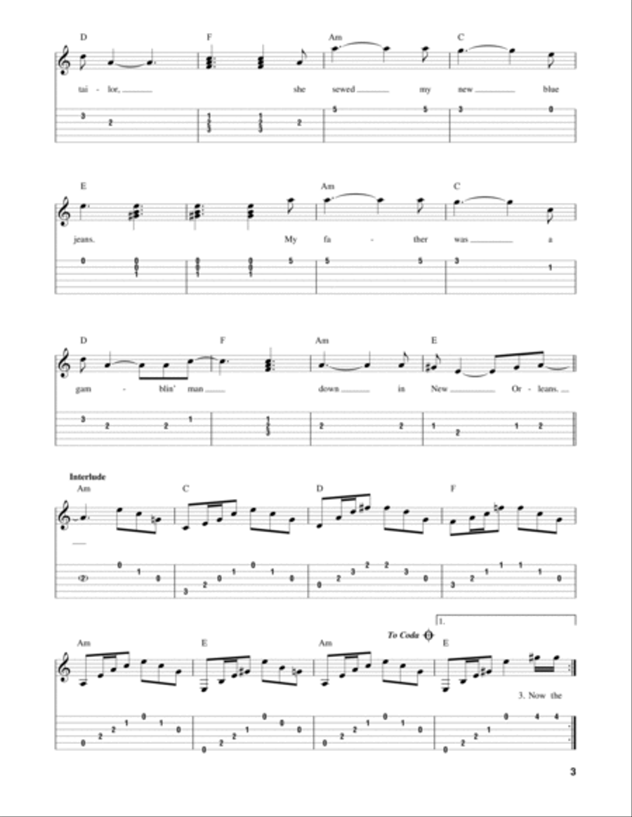 The House Of The Rising Sun Acoustic Guitar scores gallery preview page 3