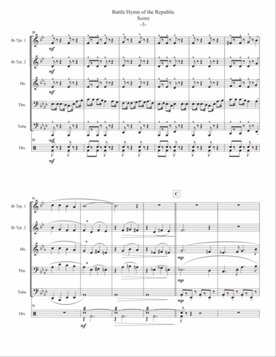 Battle Hymn of the Republic for Brass Quintet Brass Quintet scores gallery preview page 5