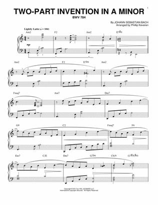 Book cover for Two-Part Invention In A Minor, BWV 784 [Jazz version] (arr. Phillip Keveren)