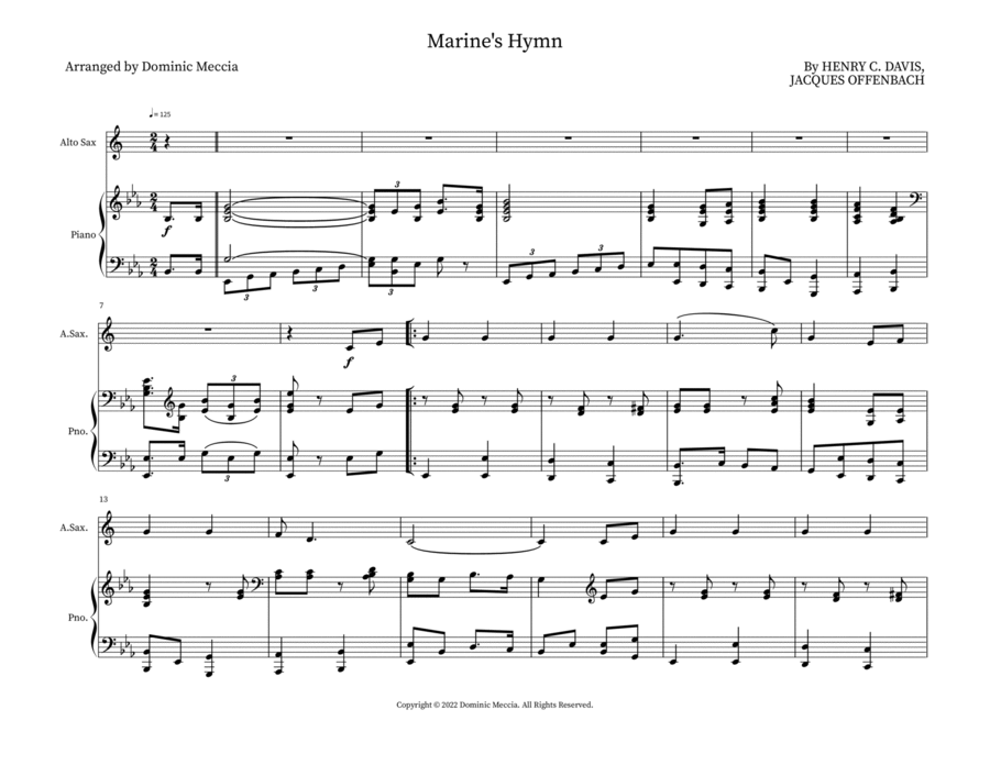 Marine's Hymn Marine's Hymn Woodwind Duet scores gallery preview page 1