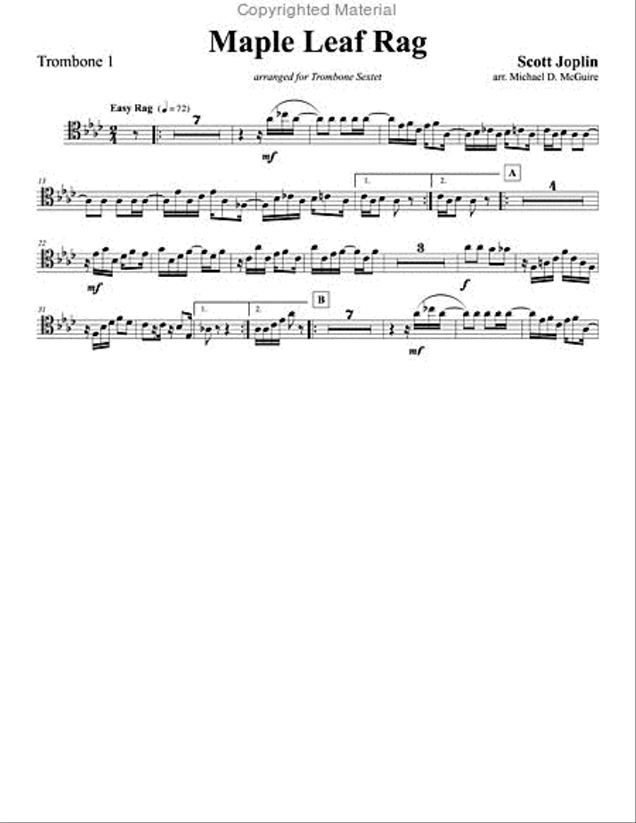 Maple Leaf Rag for Trombone Sextet