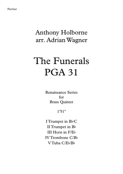 Anthony Holborne Collection Book IV Brass Quintet arr. Adrian Wagner