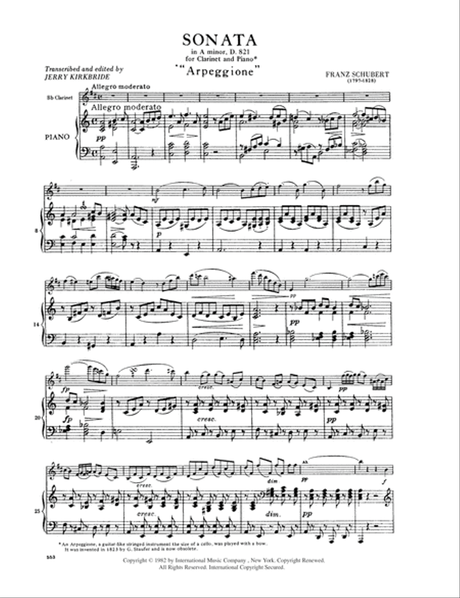 Sonata In A Minor Arpeggione (D. 821) Clarinet Solo scores gallery preview page 2