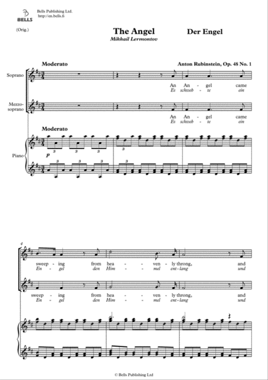 The Angel, Op. 48 No. 1 (Original key. D Major) Piano Accompaniment scores gallery preview page 1