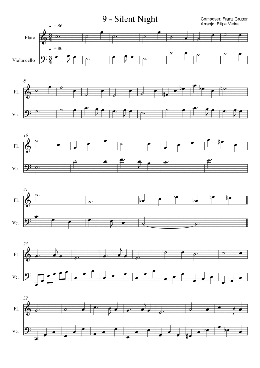 Silent Night Flute scores gallery preview page 1