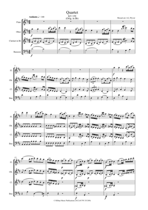 Book cover for Mozart Quartet KV 159 arr. Woodwind Quartet