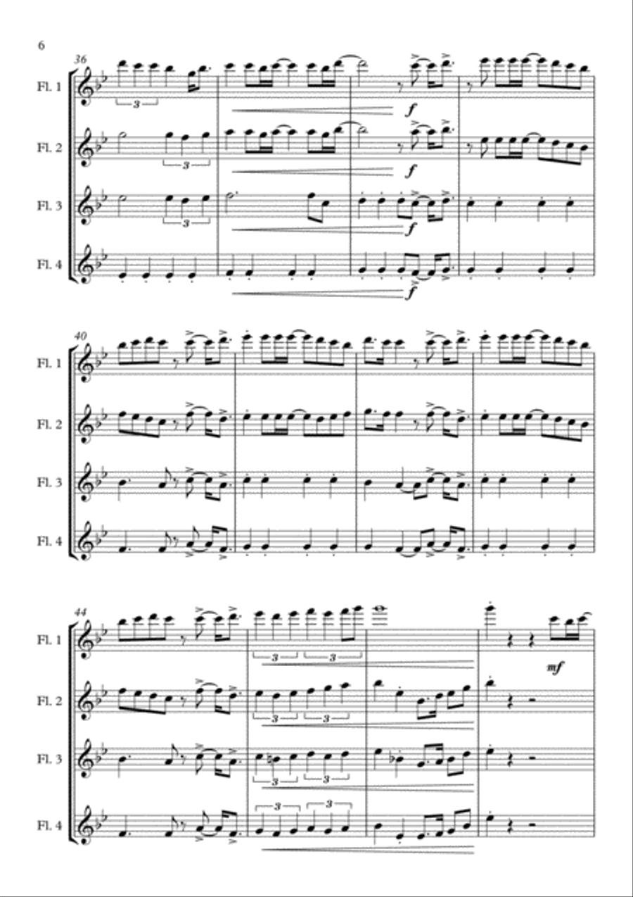 Eye Of The Tiger Flute Quartet scores gallery preview page 6