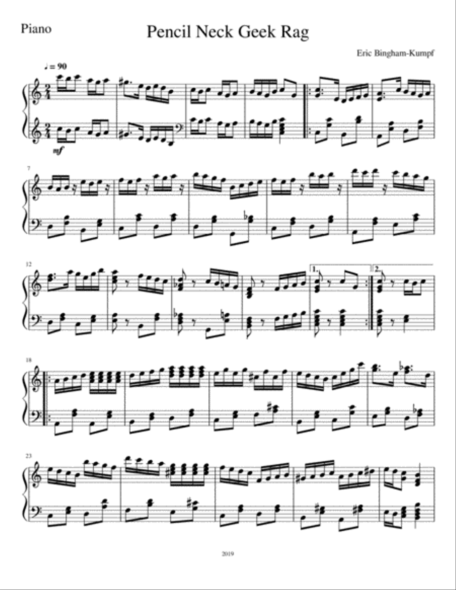 Pencil Neck Geek Rag Piano Solo scores gallery preview page 1