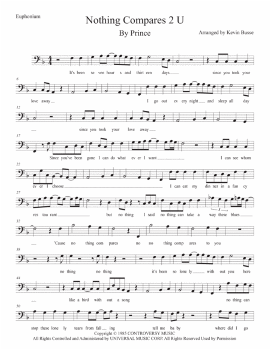 Nothing Compares 2 U Euphonium scores gallery preview page 1