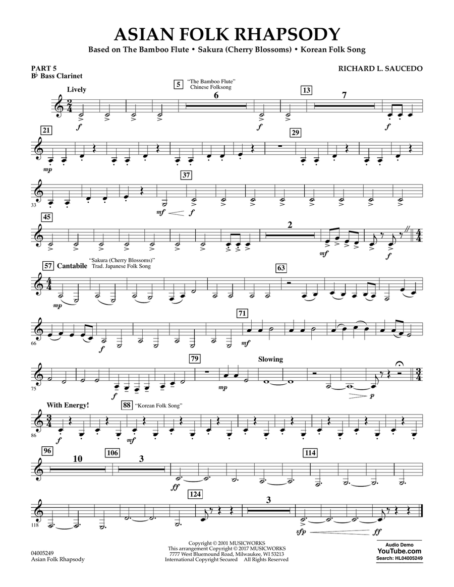 Asian Folk Rhapsody - Pt.5 - Bb Bass Clarinet Concert Band scores gallery preview page 1
