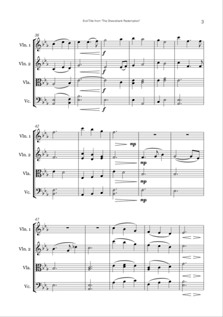 The Shawshank Redemption - End Title String Quartet scores gallery preview page 4