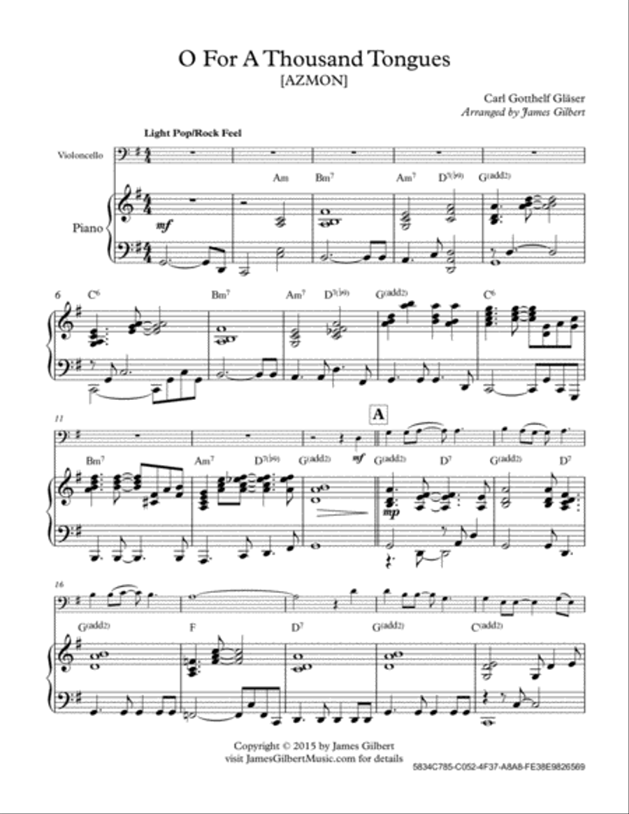 O For A Thousand Tongues Piano scores gallery preview page 2