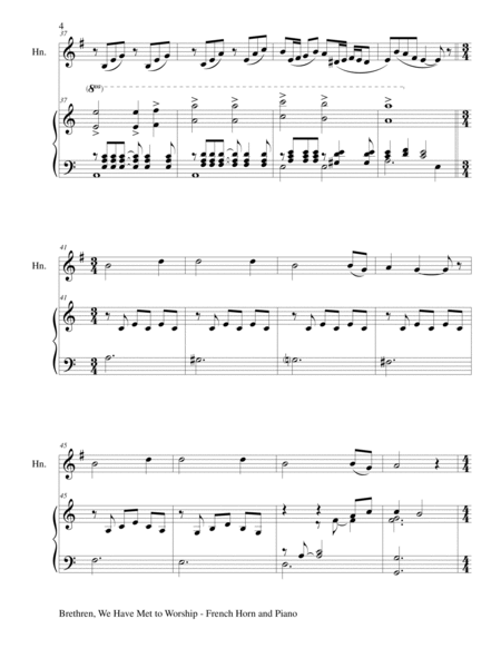 BRETHREN, WE HAVE MET TO WORSHIP (Duet – French Horn and Piano/Score and Parts) image number null