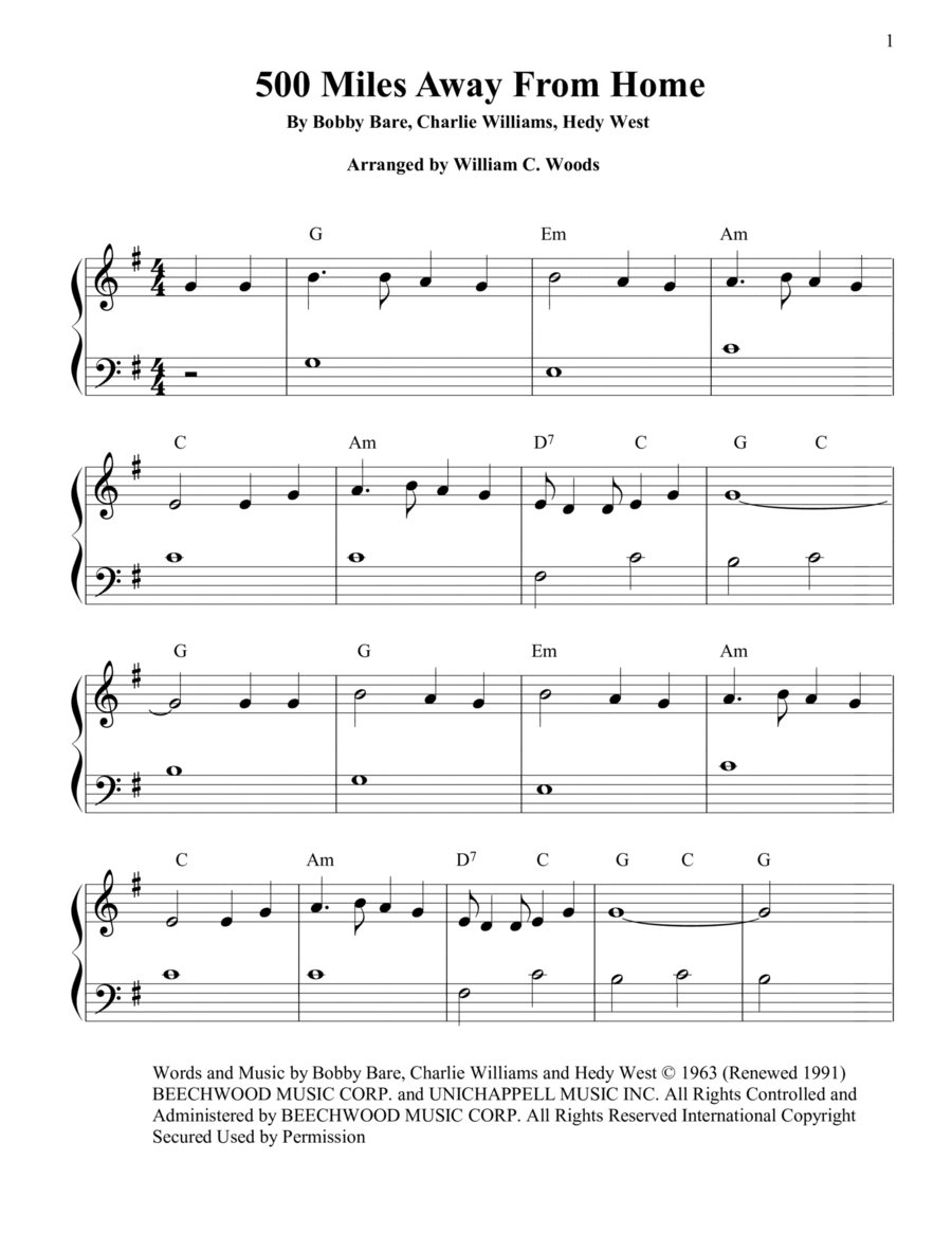 500 Miles Away From Home Piano Method scores gallery preview page 1