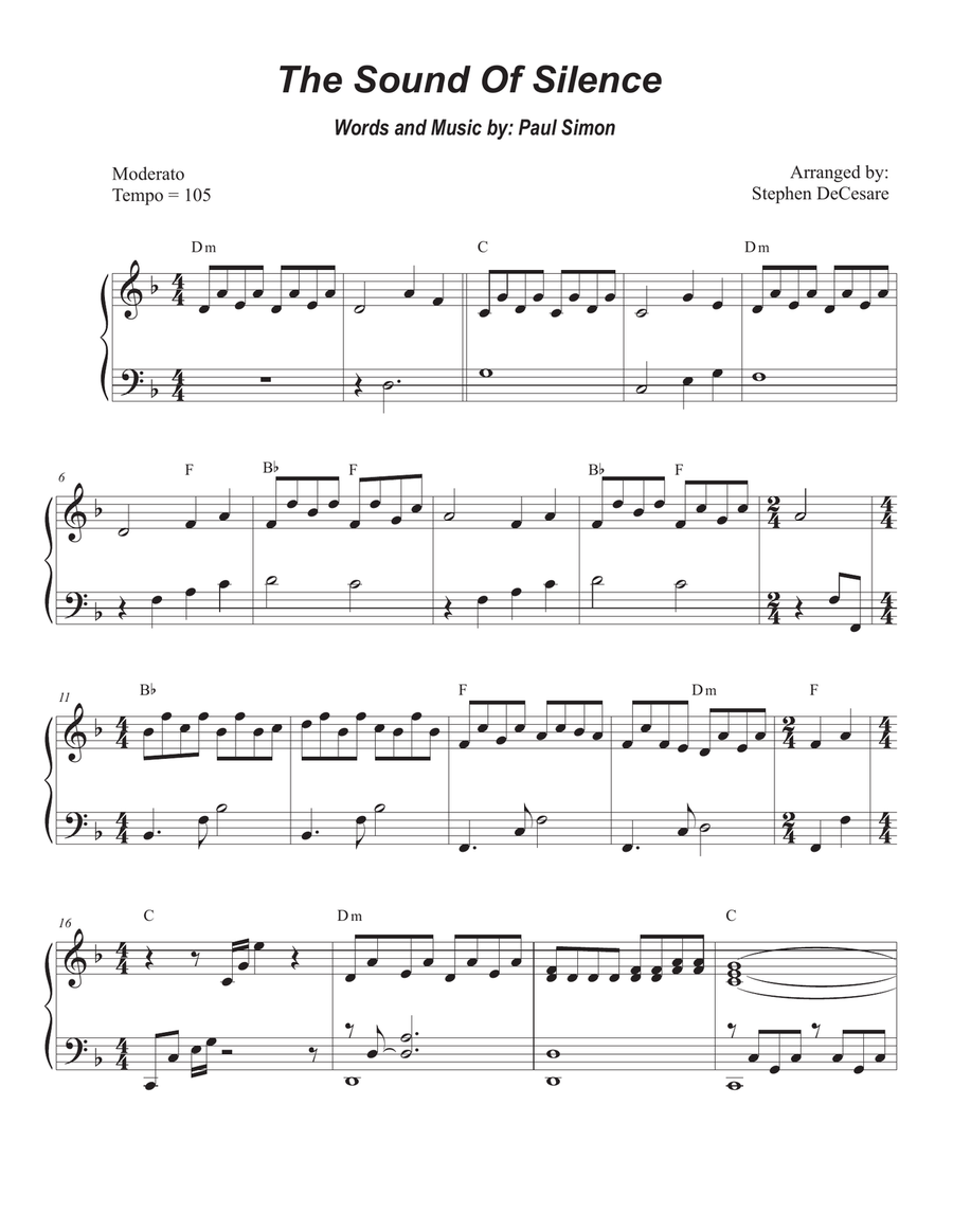 The Sound Of Silence Piano scores gallery preview page 6