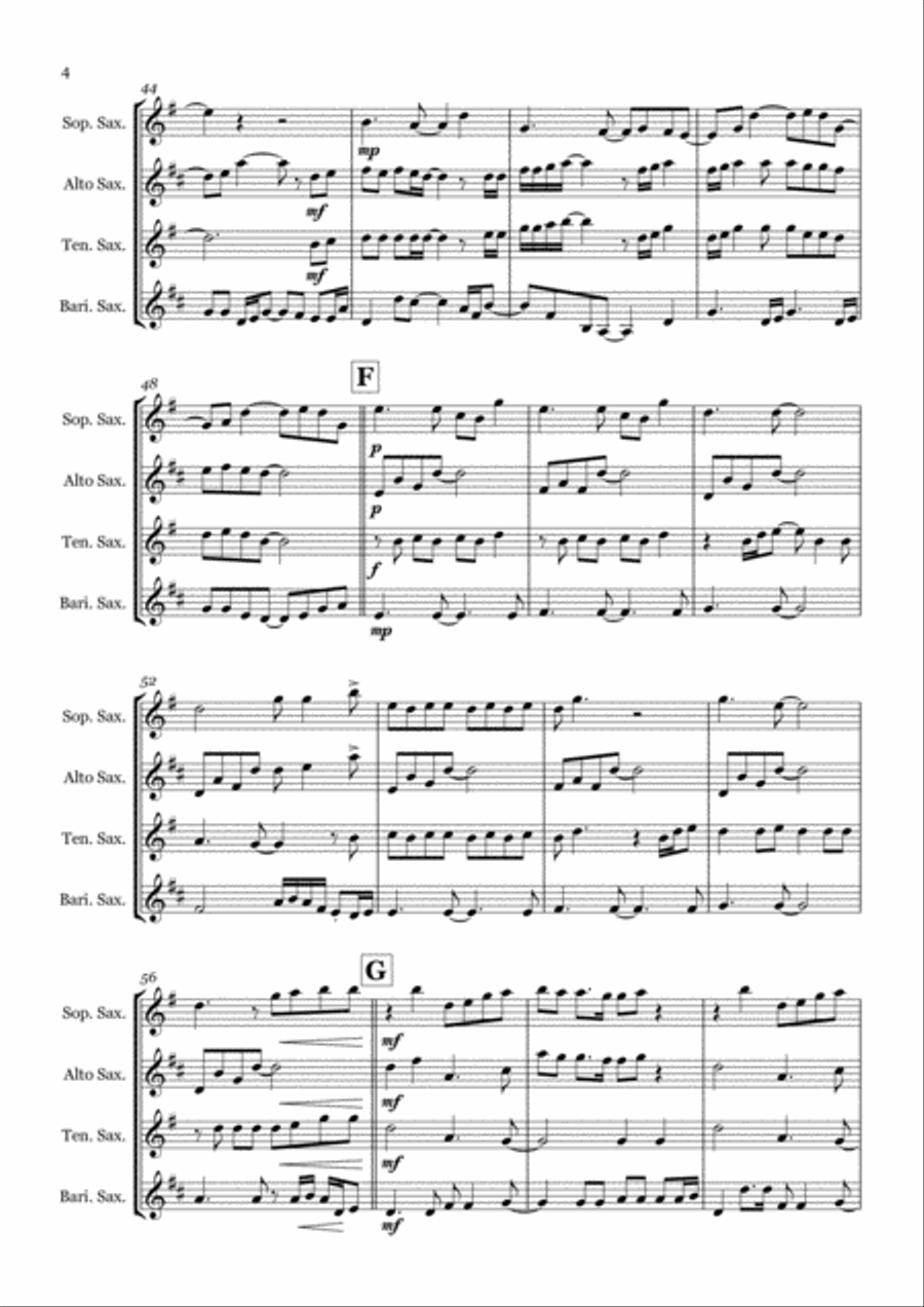 Man In The Mirror Saxophone Quartet scores gallery preview page 4