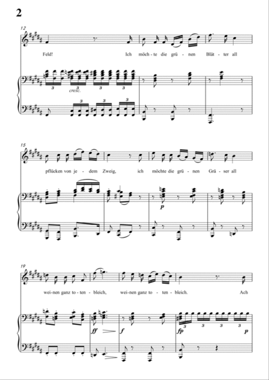 Schubert-Die böse Farbe,from 'Die Schöne Müllerin',Op.25 No.17 in B for Vocal and Piano Voice scores gallery preview page 3