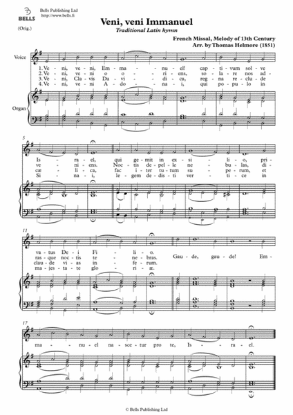 Veni, veni, Emmanuel (Solo song) (Original key. E minor)