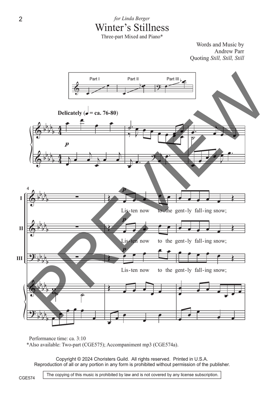 Winter's Stillness (Three-part Mixed) 3-Part scores gallery preview page 3