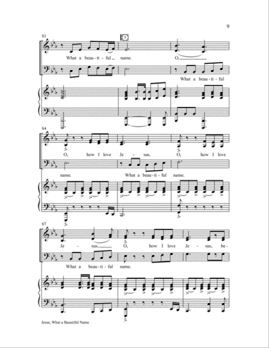 Jesus, What a Beautiful Name 3-Part scores gallery preview page 9