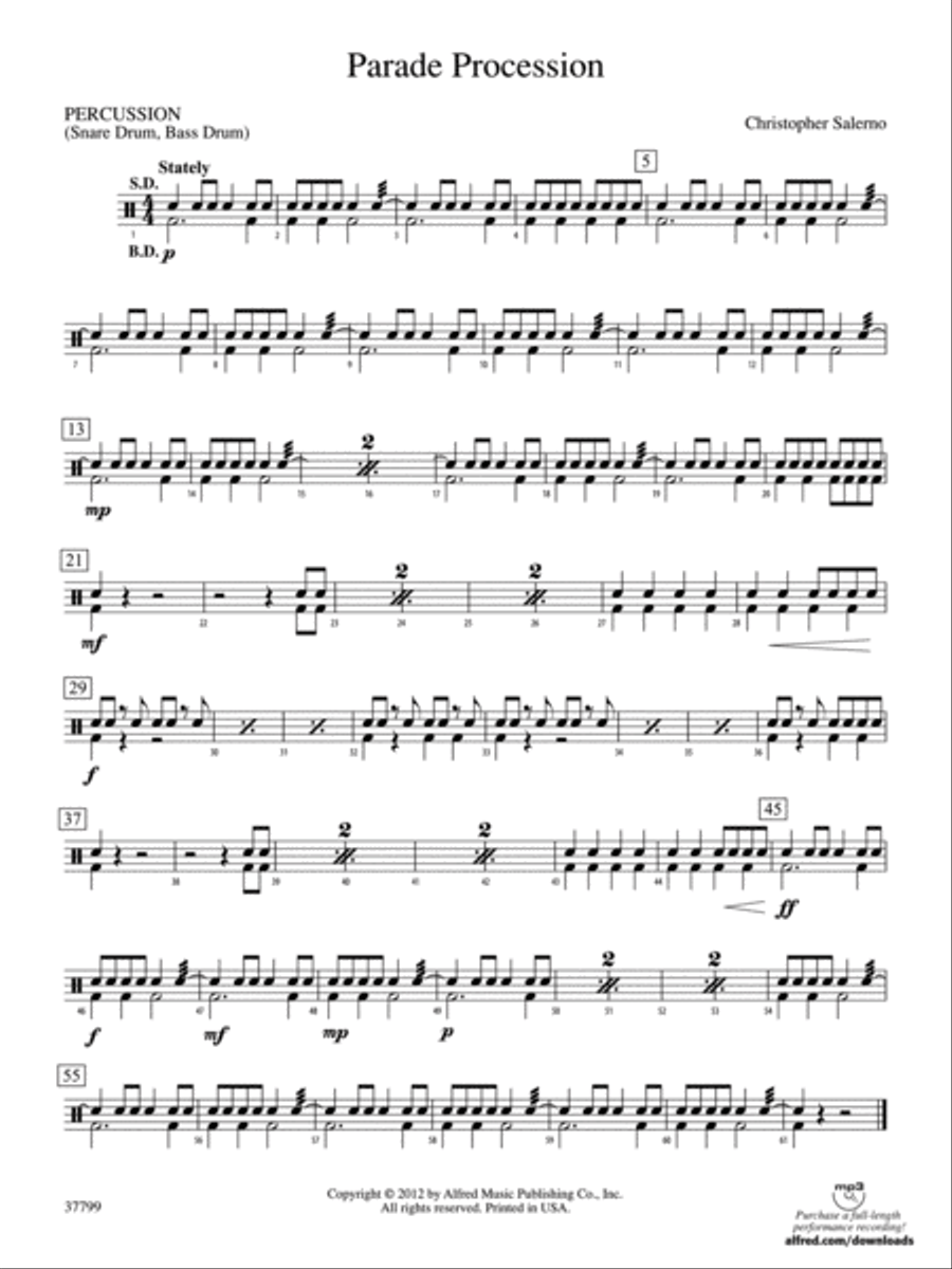 Parade Procession: 1st Percussion Concert Band scores gallery preview page 1