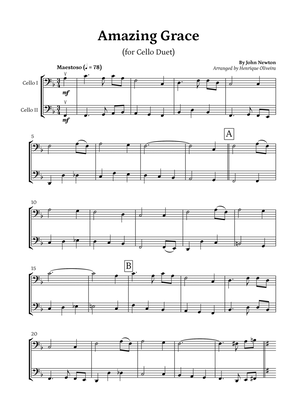 Amazing Grace (Cello Duet) - Beginner Level