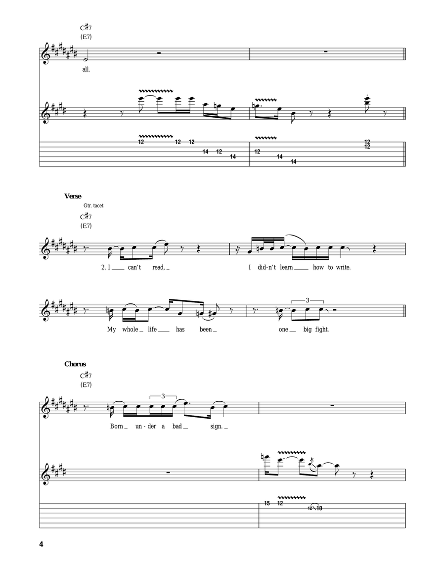 Born Under A Bad Sign Electric Guitar scores gallery preview page 4