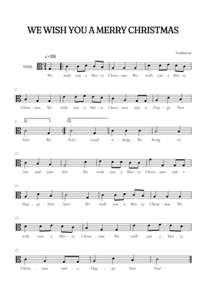 We Wish You a Merry Christmas for viola • easy Christmas sheet music